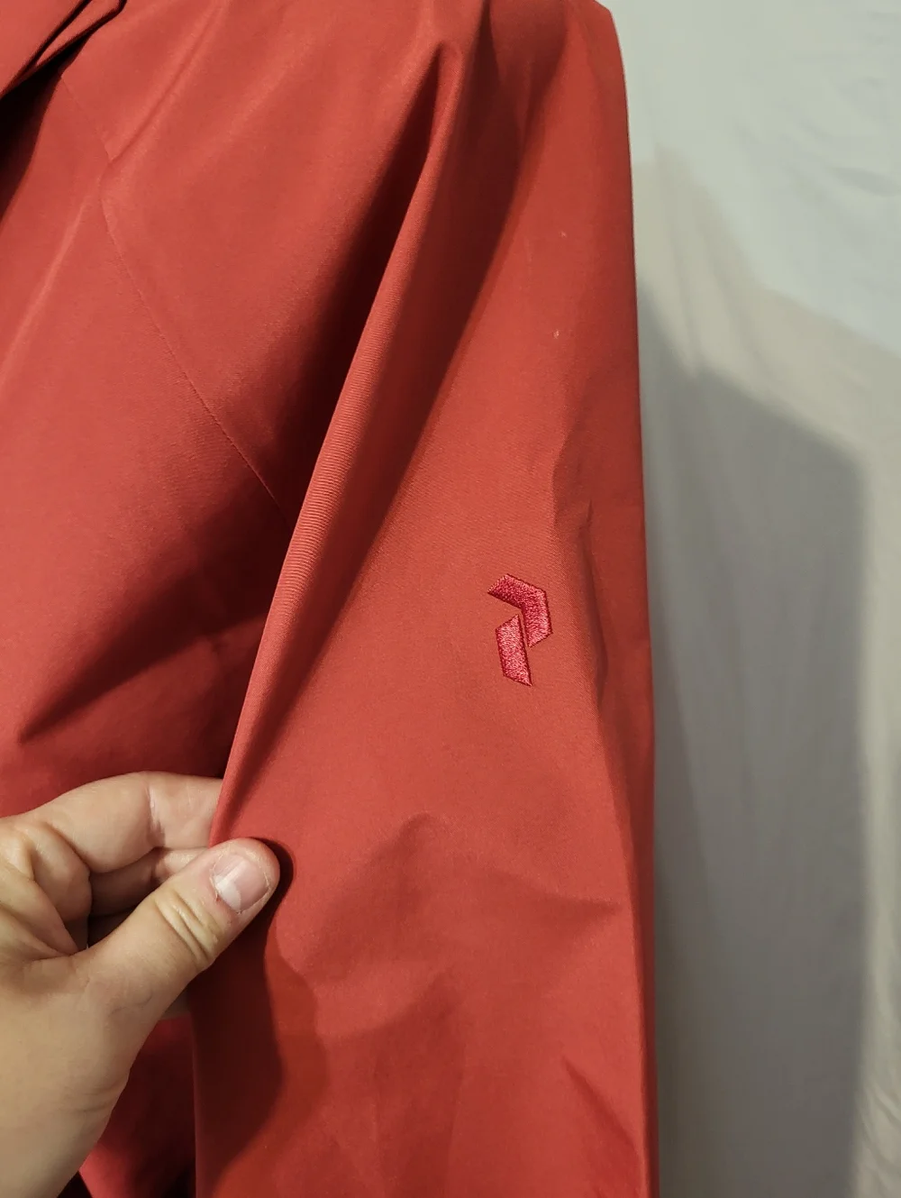Peak Performance Red Trench Coat with Tie Belt, Size Medium - Picture 5 of 17